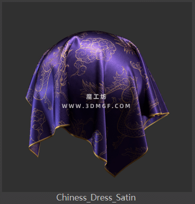 魔工坊-2K中式丝绸礼服布料材质贴图纹理
