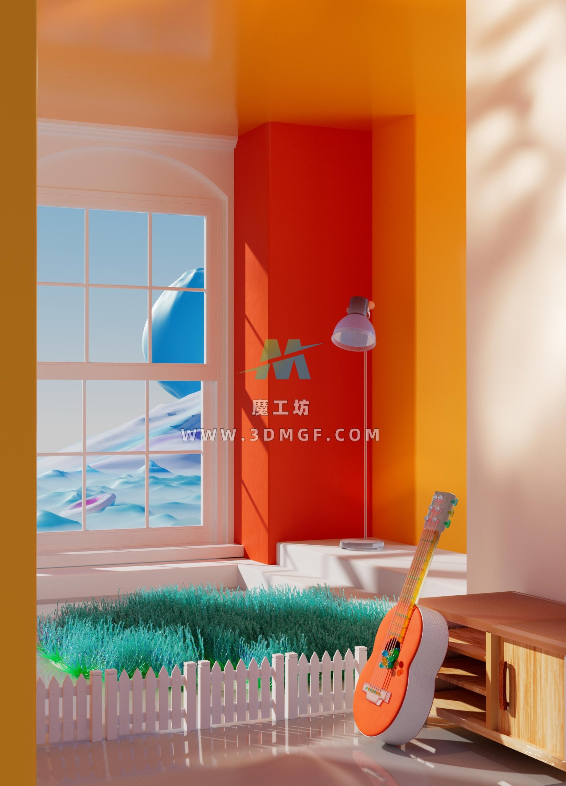 吉他 室内场景 工程-octane渲染