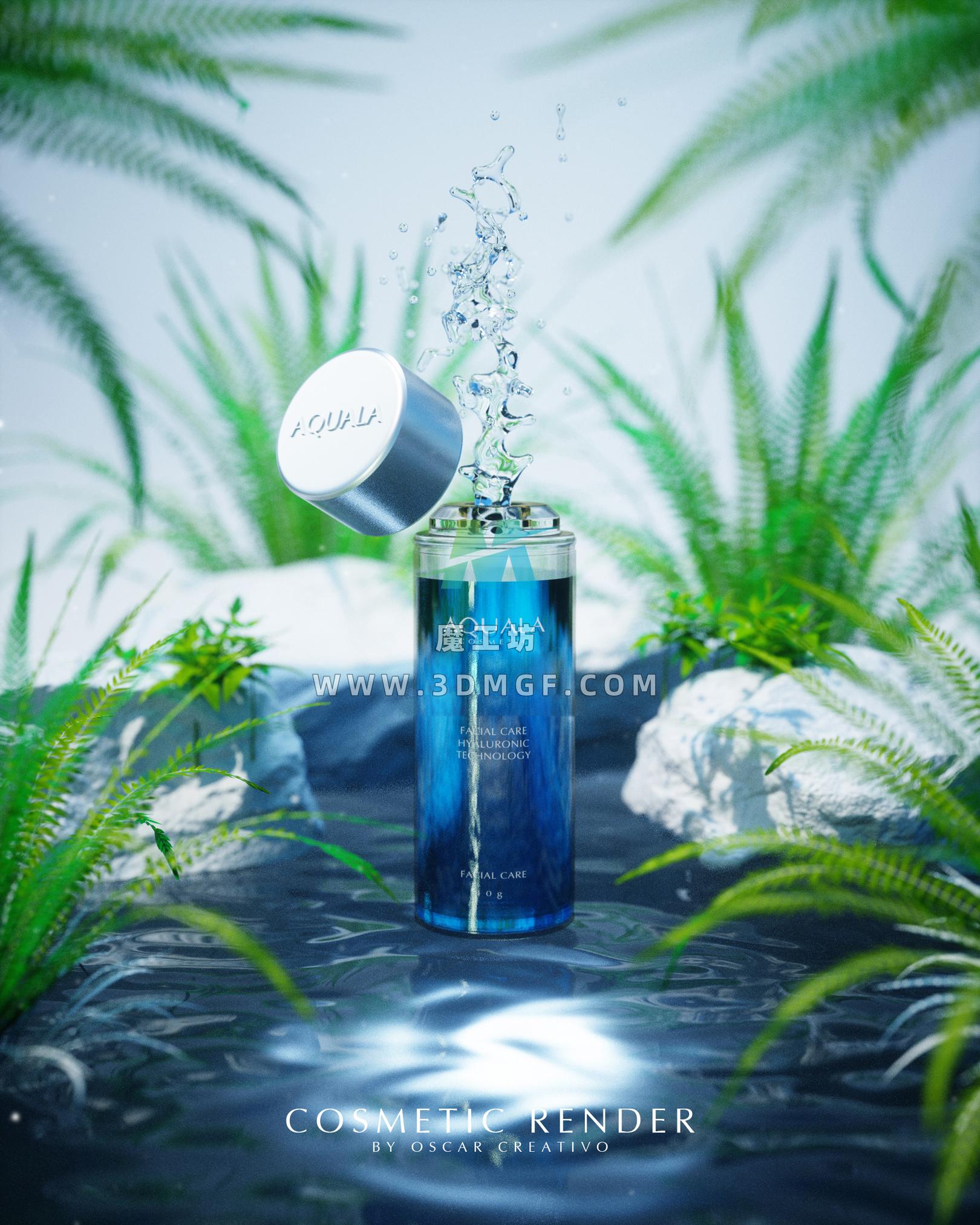 护肤品 化妆品 水乳模型 A-octane渲染