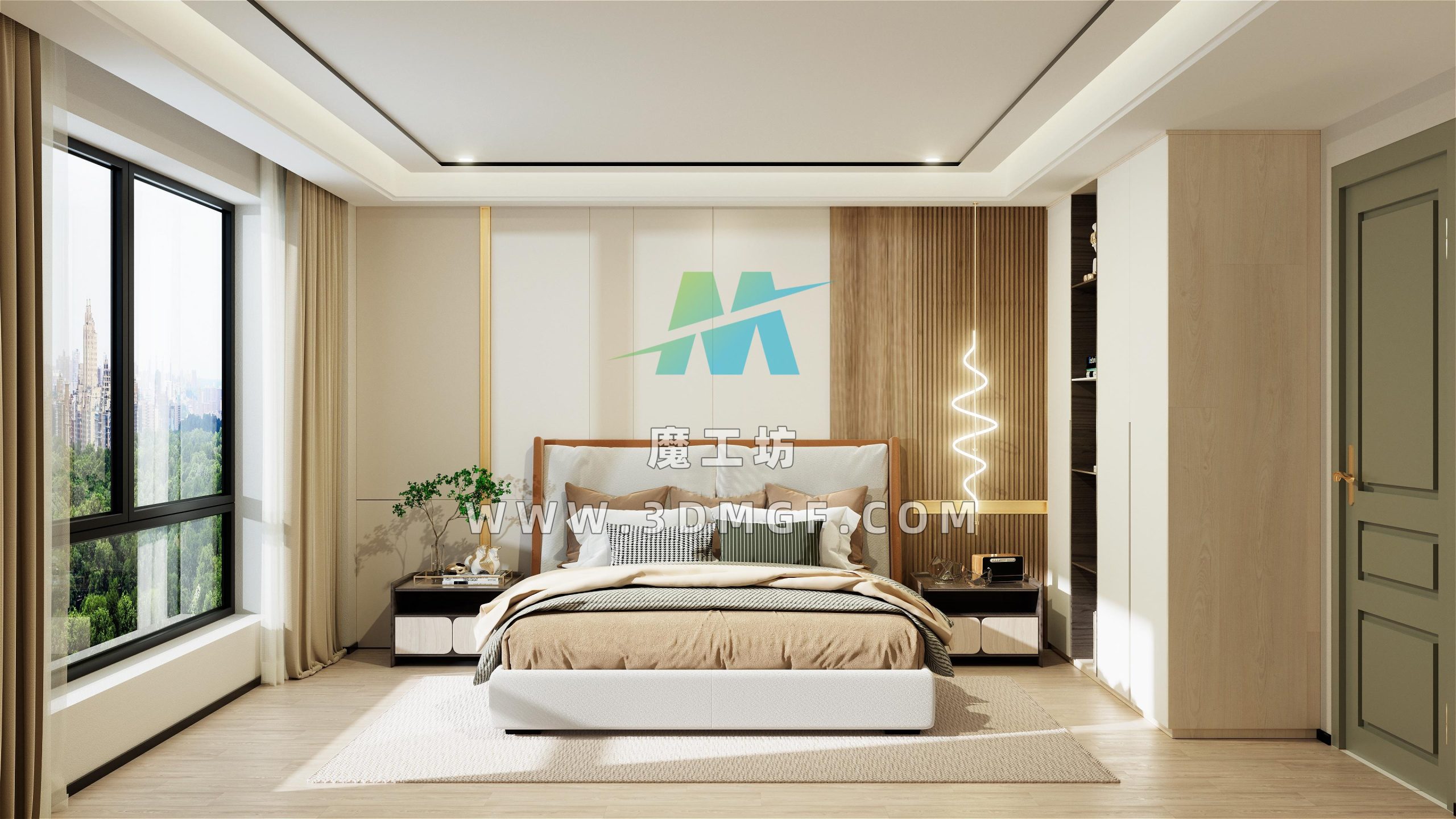 现代卧室-octane渲染