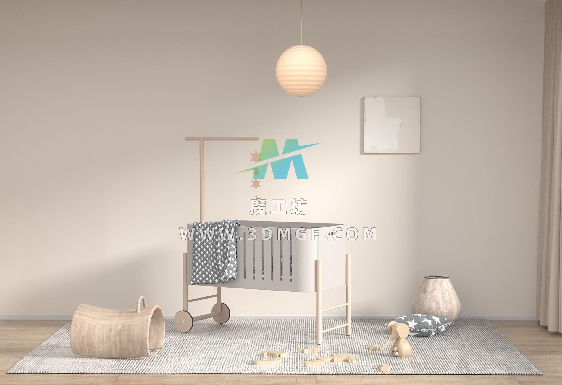 婴儿床 室内场景-OC工程