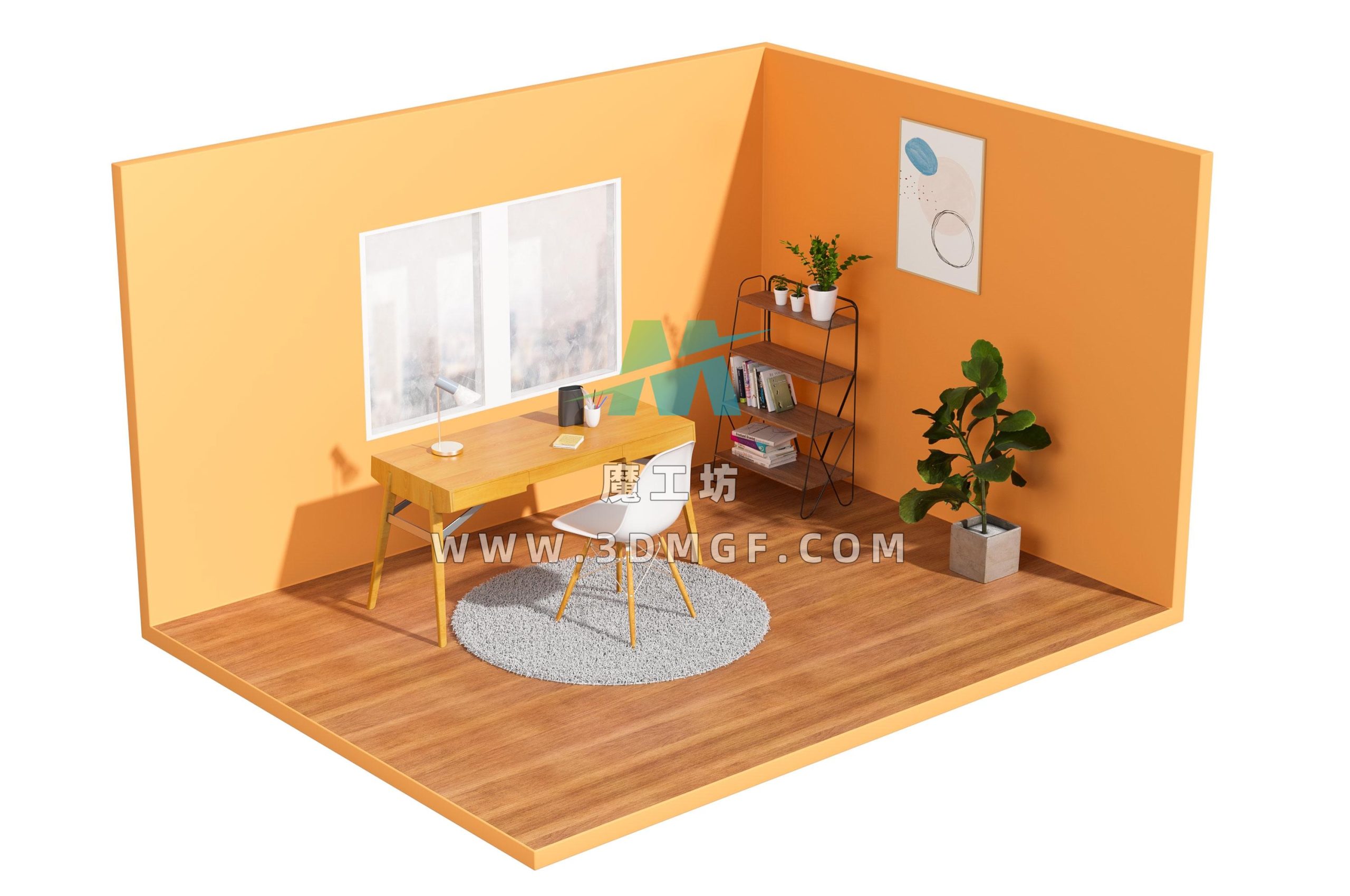 书桌 室内小场景 模型-octane渲染