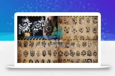 手绘花卉刺青纹身图案Alpha贴图花朵图案印花身体涂鸦4K纹理贴图