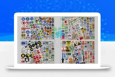 1023款危险信息标牌图标3D贴花硬表面警告标签图形设计素材