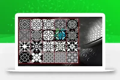 装饰图案花卉锦缎Alpha可平铺几何花纹曼陀罗图案4K纹理贴图