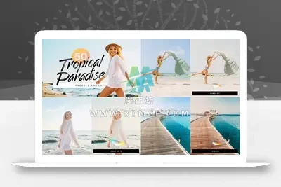 50款热带海滩旅游天堂电影人像旅拍LR调色预设LUT视频调色素材