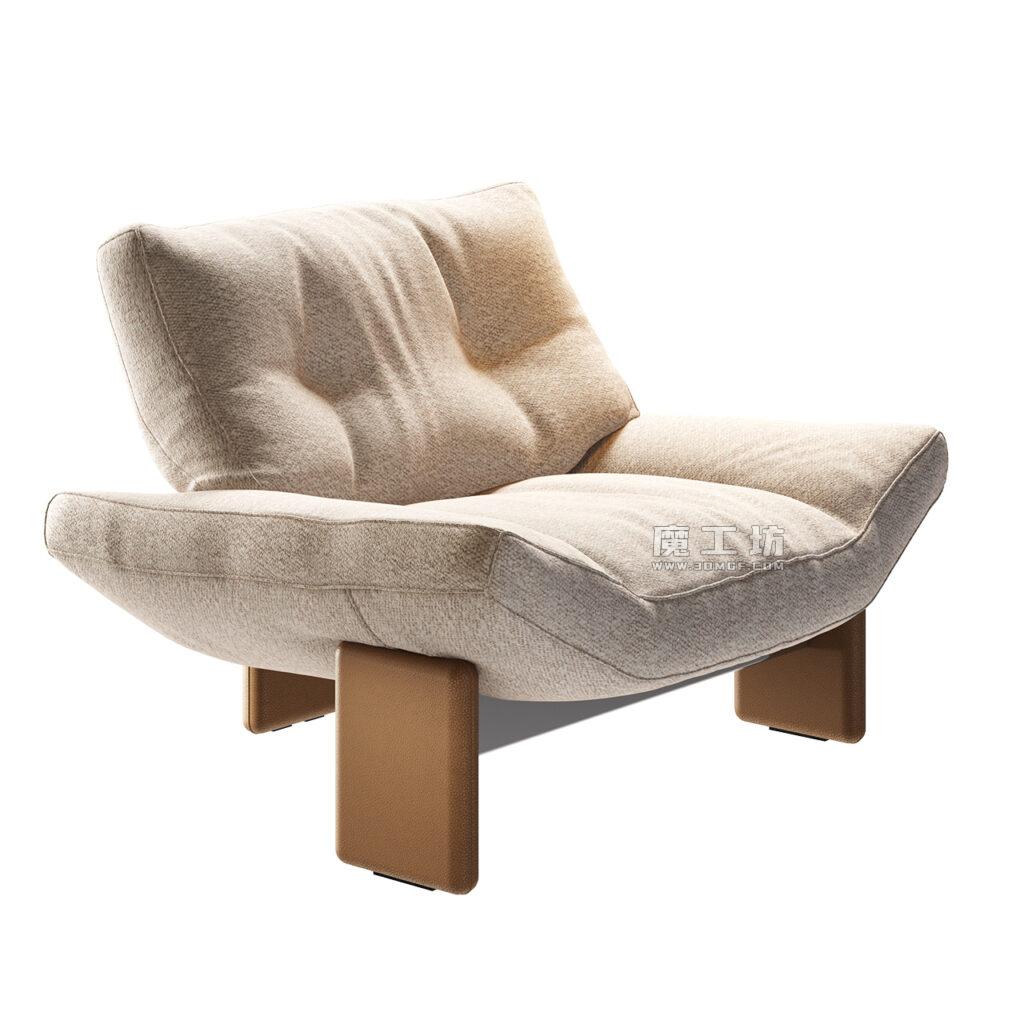 Minotti Emmi 扶手椅 Textile Leather