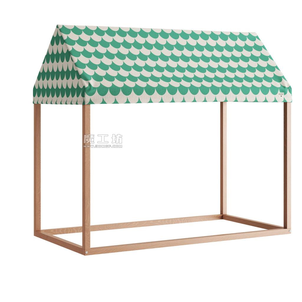 Nobodinoz 126x66x113 伊维萨绿色鳞纹小屋