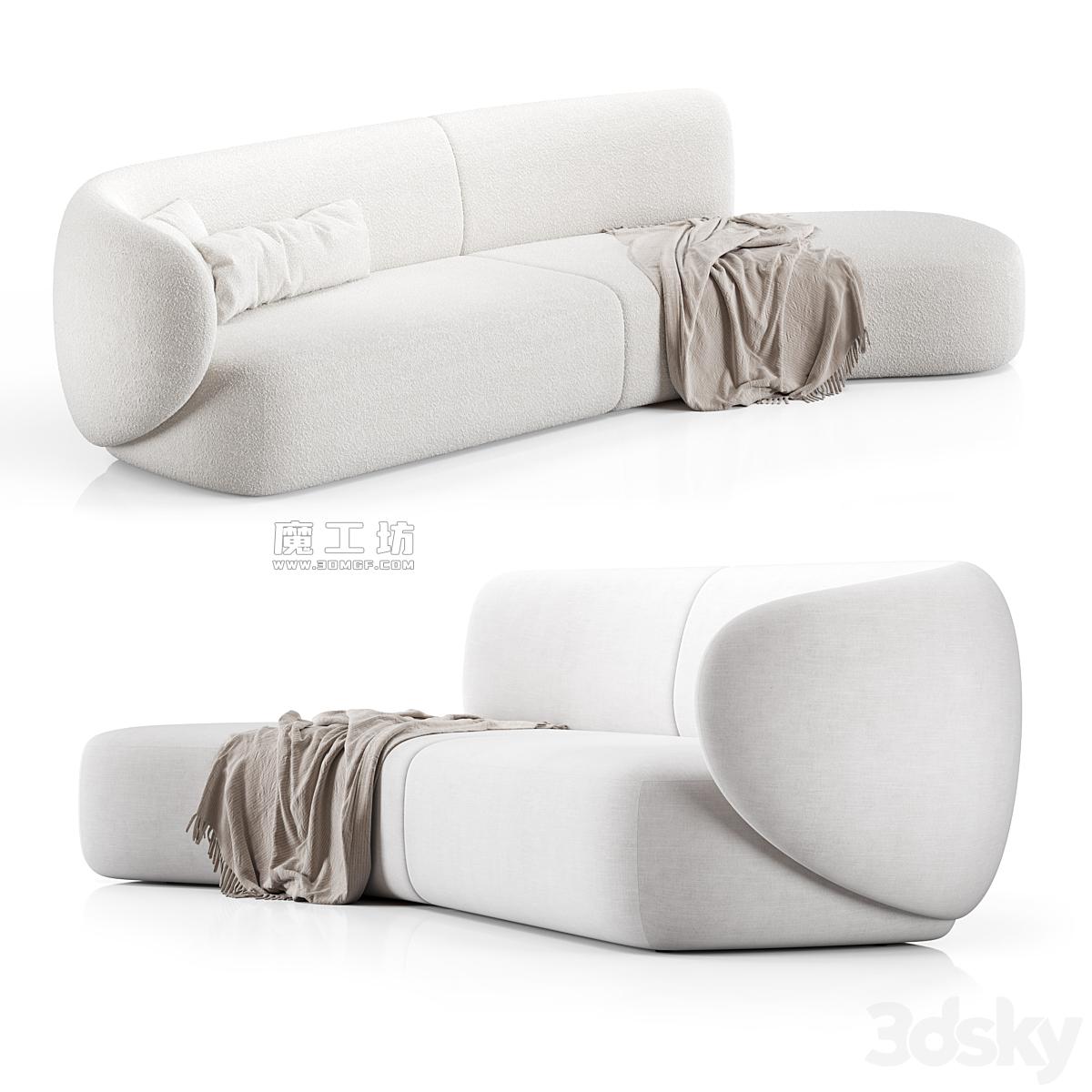 Swell Sofa Curved 2015 V Ray 3D模型