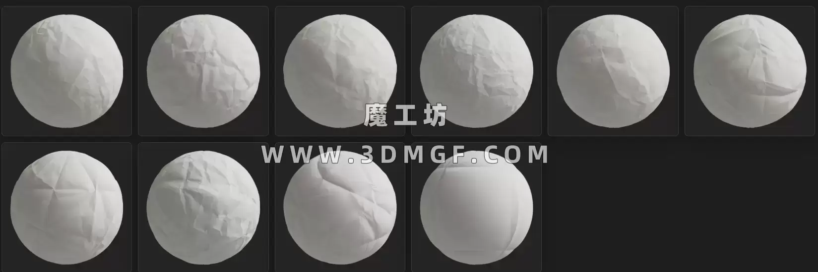 魔工坊-10款GSG褶皱纸张材质贴图预设