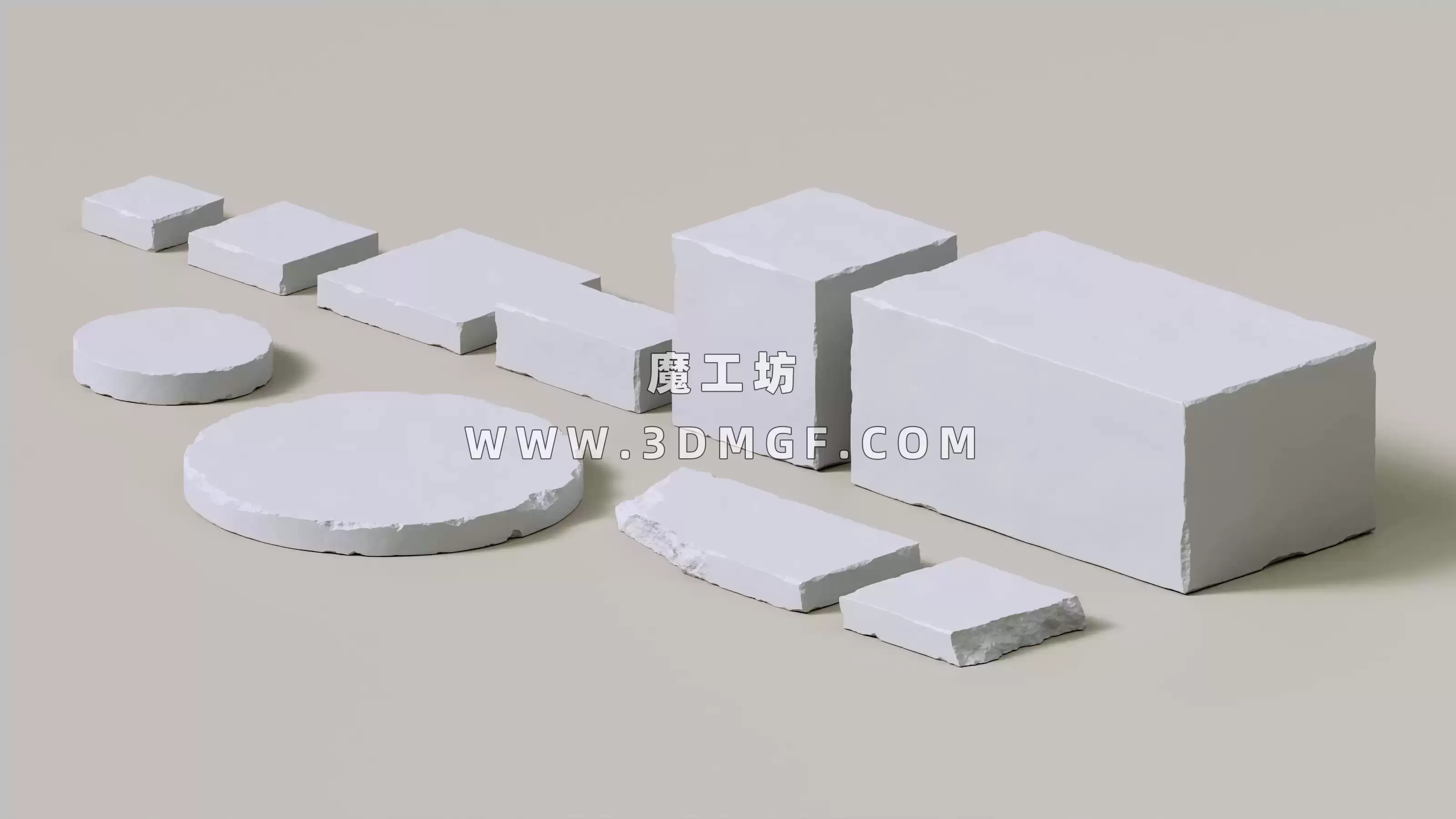 魔工坊-10款GSG混凝土块模型