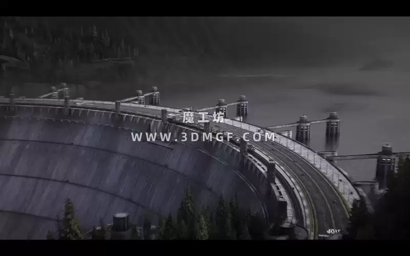 C4D工程-巨型水坝建筑 | Octane | 渲染就绪 C4D格式带纹理