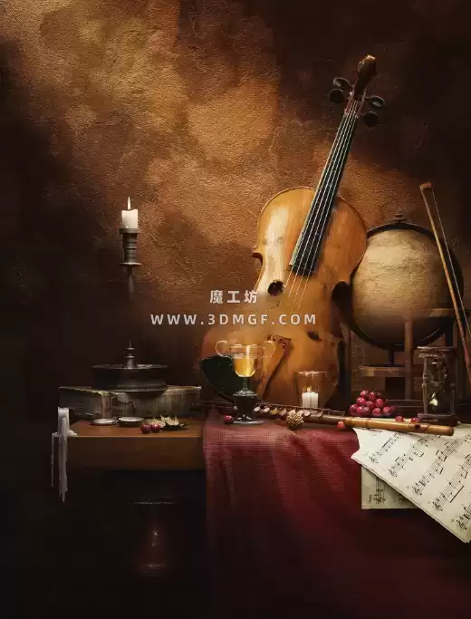 魔工坊OC工程-写实场景 吉他 复古