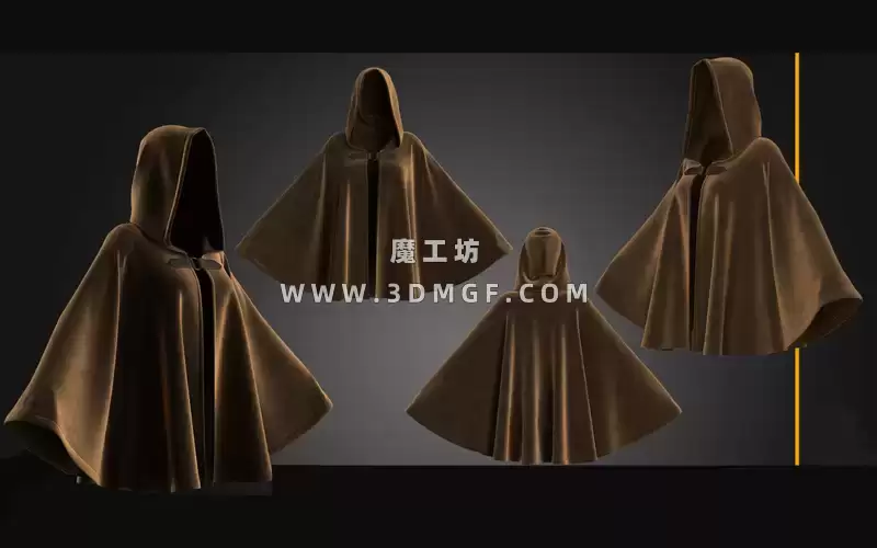 1款中世纪女士帽兜外套3D模型ZPRJ/FBX/OBJ格式素材