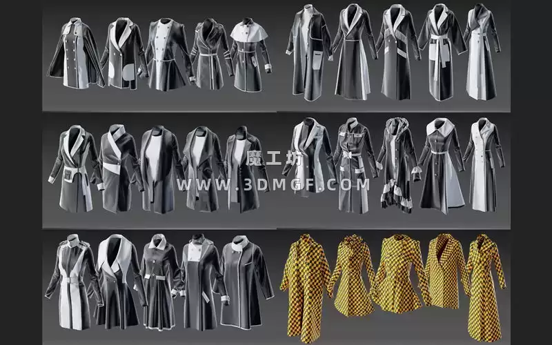 30款MD服装女性外套上衣风衣大衣套装ZPRJ模型打版源文件3D服装