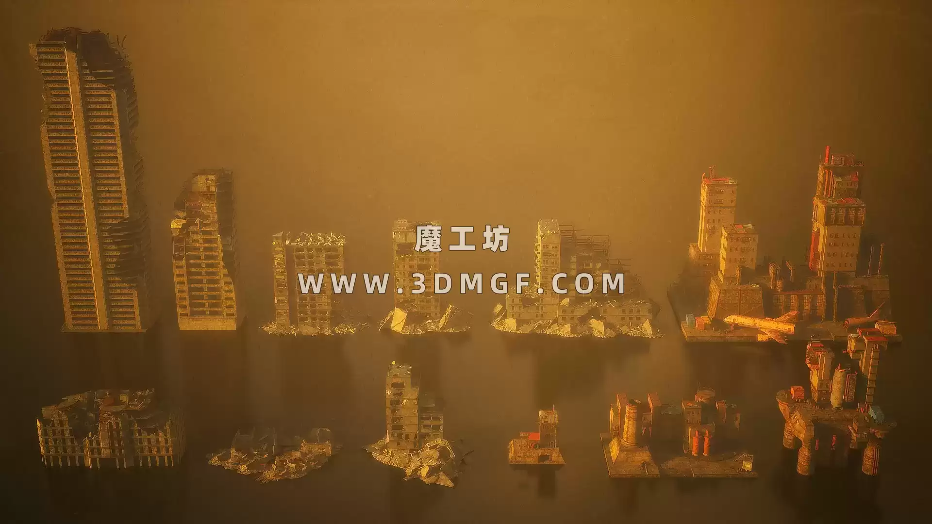 KitBash3D系列-后启示录破旧建筑模型集-Mini Kit：Post-Apocalypse