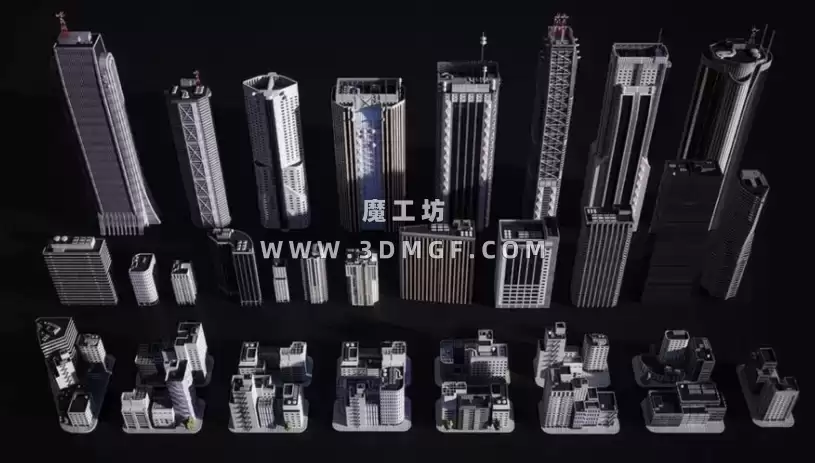 Kitbash3D系列-新东京摩天大楼巨型建筑空间概念3D模型 – Neo Tokyo
