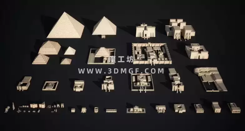 Kitbash3d系列-埃及金字塔古城建筑3D模型合集 Egypt
