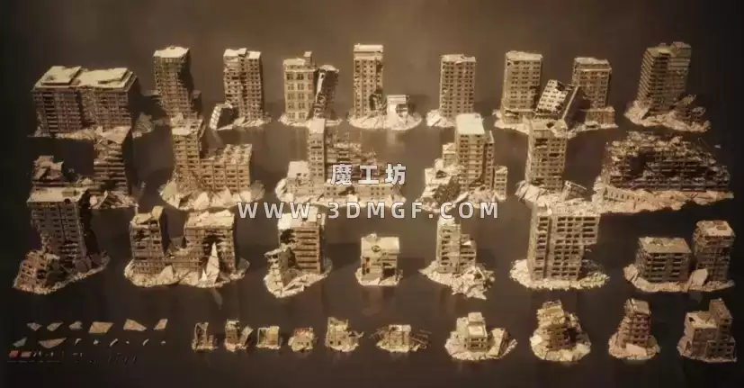 KitBash3D系列- 末日毁灭战后废墟城市场景3D模型Aftermath