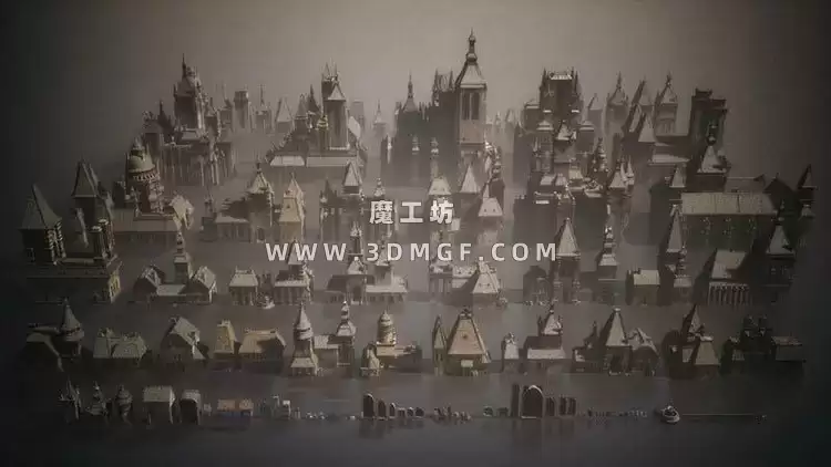 KitBash3D系列-黑暗城堡建筑楼房3D模型  – Dark Fantasy