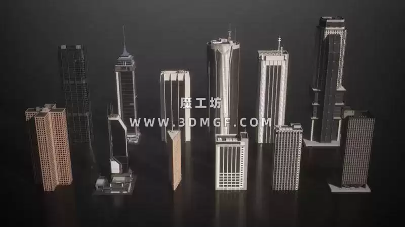 Kitbash3D系列-现代高楼大厦3D模型  – Mini Kit Skylines