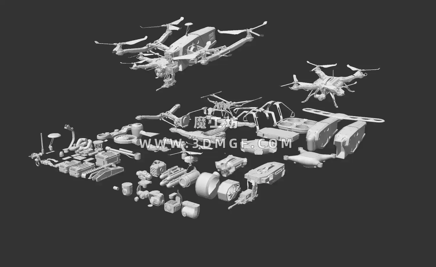 Kitbash3D系列-交通工具：无人机 3d模型-Vehicles：Drones