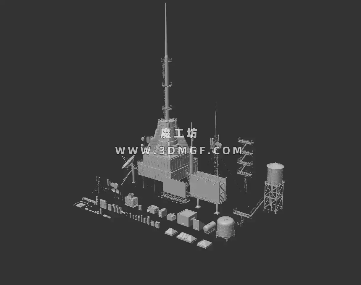 Kitbash3d系列-屋顶天线广告牌水电塔 - Rooftops