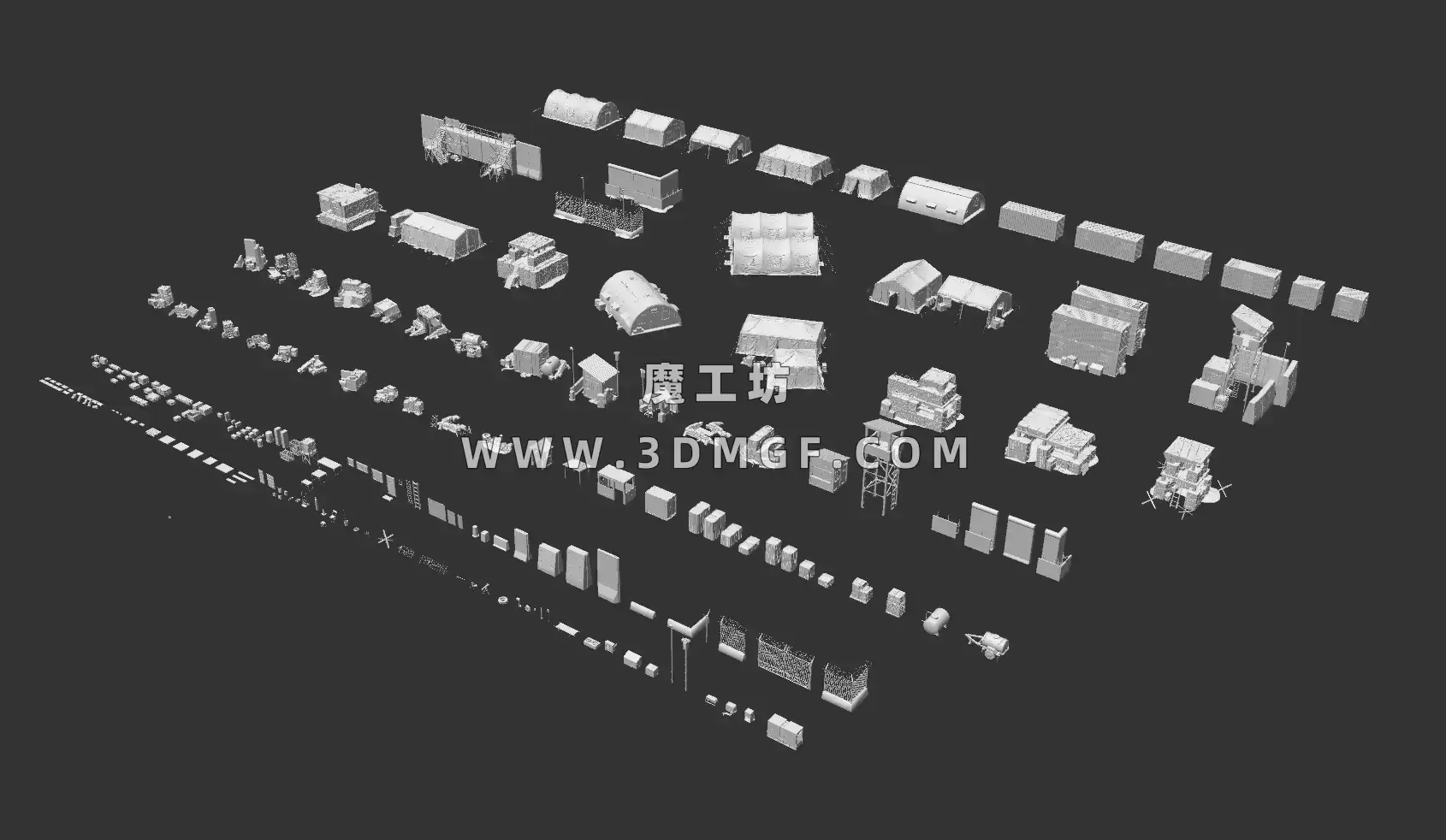 Kitbash3d 系列-军事哨所模型军事基地模型包- Military Outpost
