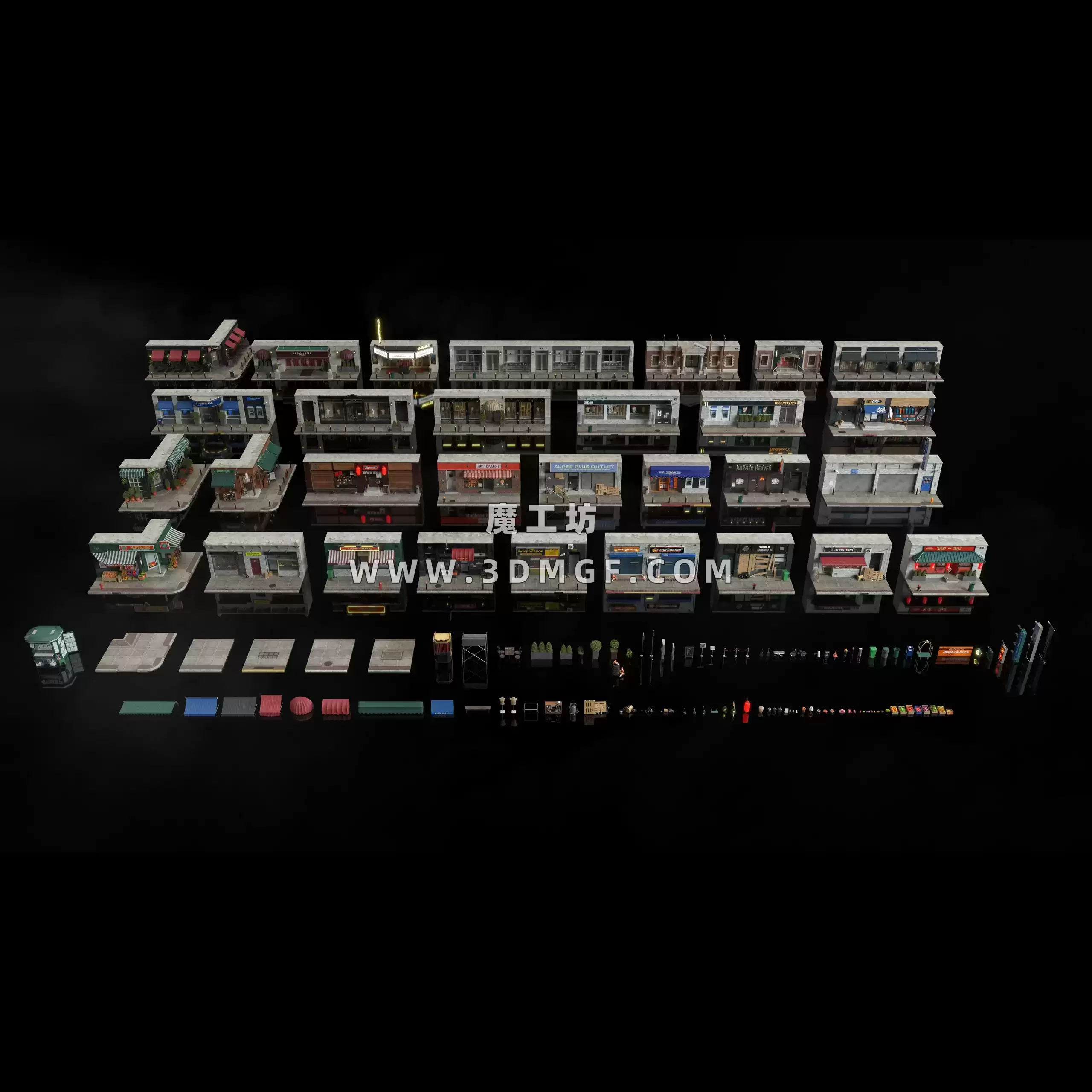 Kitbash3D系列-店面模型 Kitbash3D-Storefronts