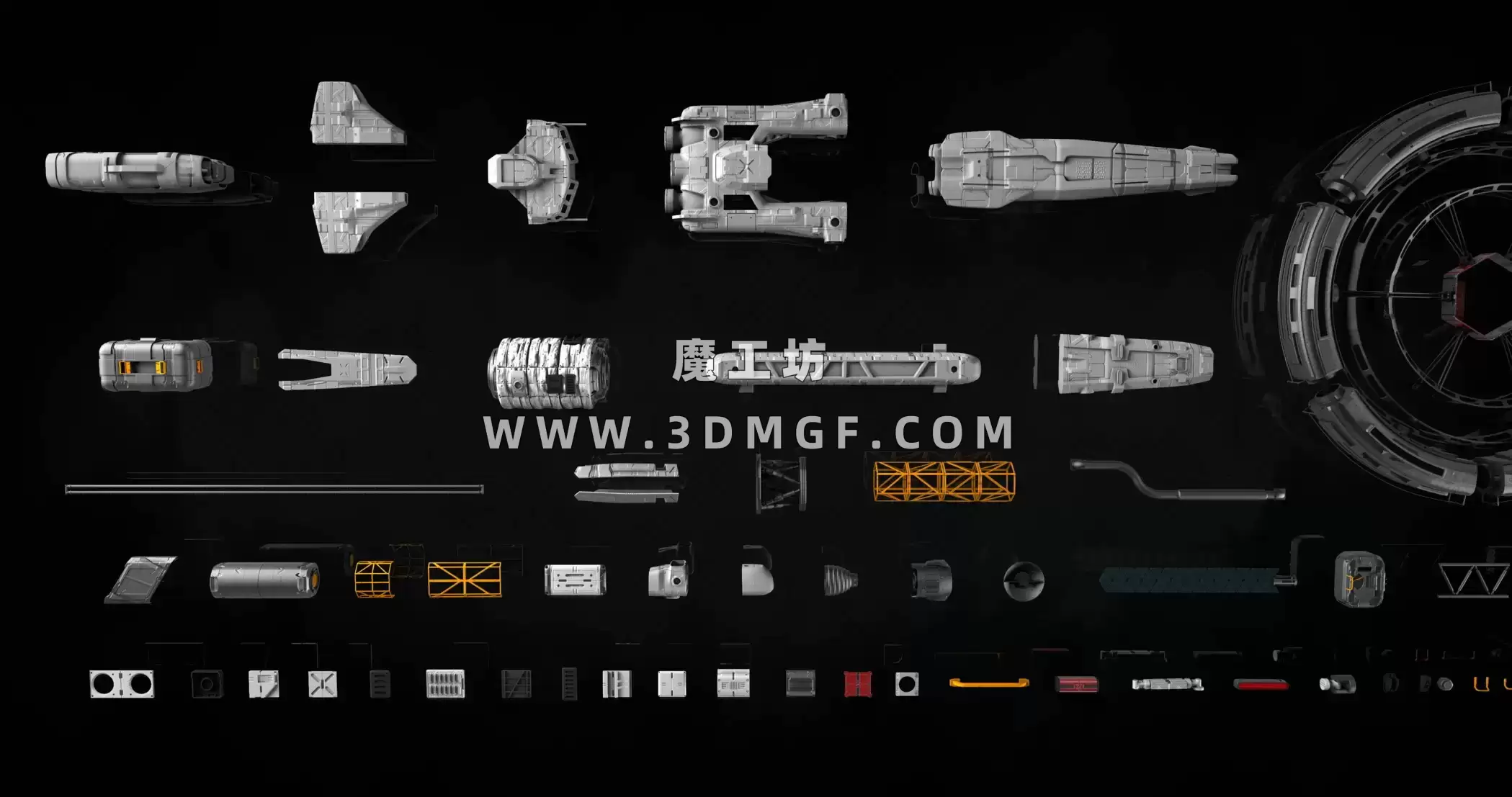 Kitbash3D系列-交通工具：宇宙飞船3d模型-Vehicles：Spaceships