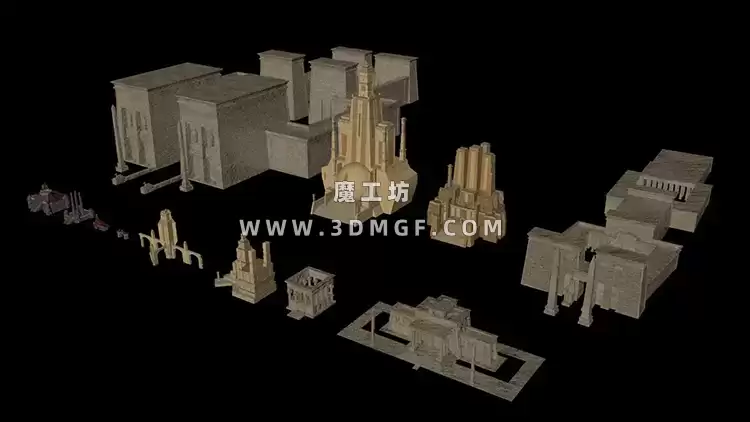 KitBash3D系列-古老奇幻建筑3D模型  Mini Kit Ancients