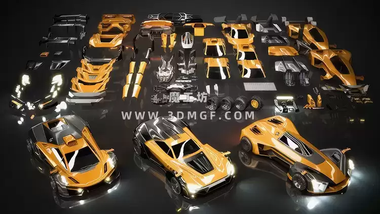 Kitbash3D系列-交通工具：超级跑车 概念3d模型-Vehicles：Supercars