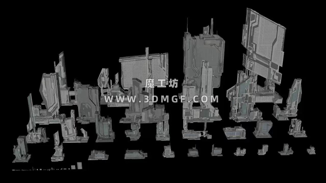 Kitbash3D系列-科幻工业建筑3d模型-Sci-Fi Industrial