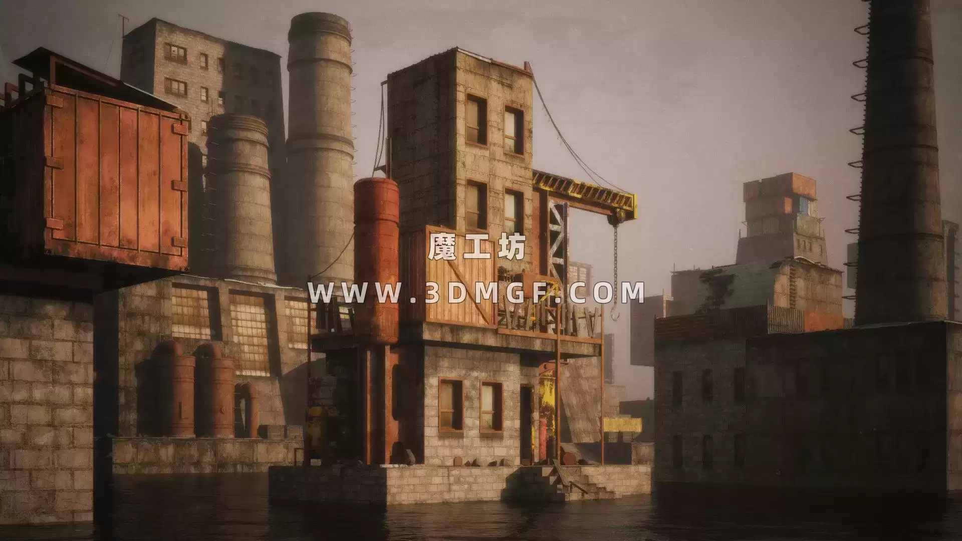 Kitbash3d系列-荒芜之地废墟工厂场景3D模型  Wasteland