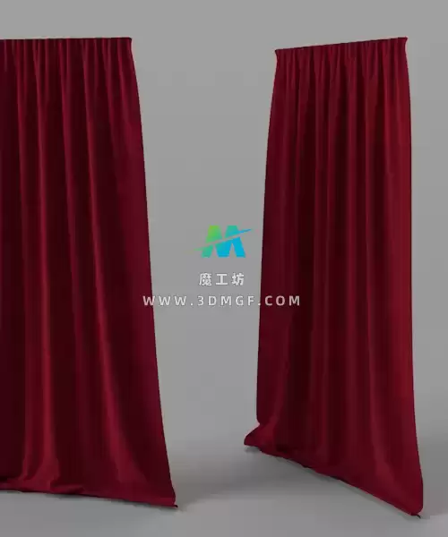 魔工坊-红色窗帘布模型