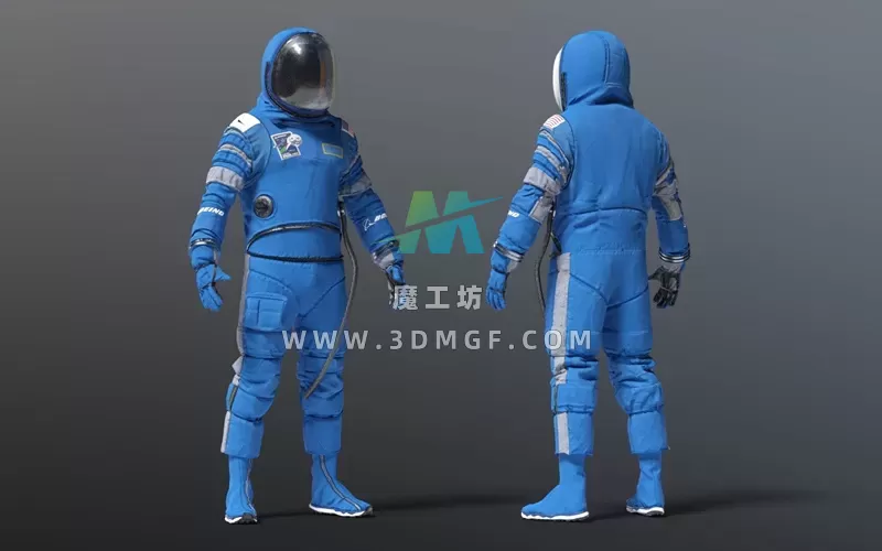 Blender科幻星际客机太空服3D模型宇航服飞行服头盔手套靴子带4K纹理