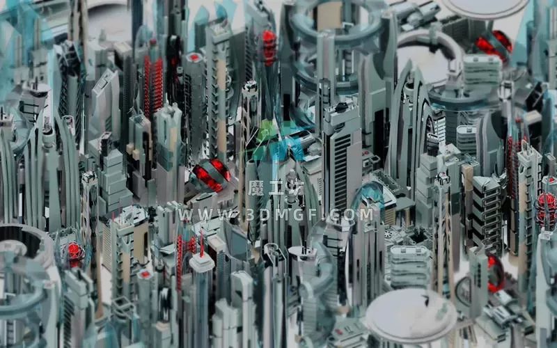 Blender科幻未来高楼大厦建筑3D模型现代城市房屋楼房带基础材质