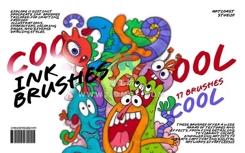 酷炫水墨刻字书法艺术Procreate笔刷马克笔钢笔画设计绘画笔ipad