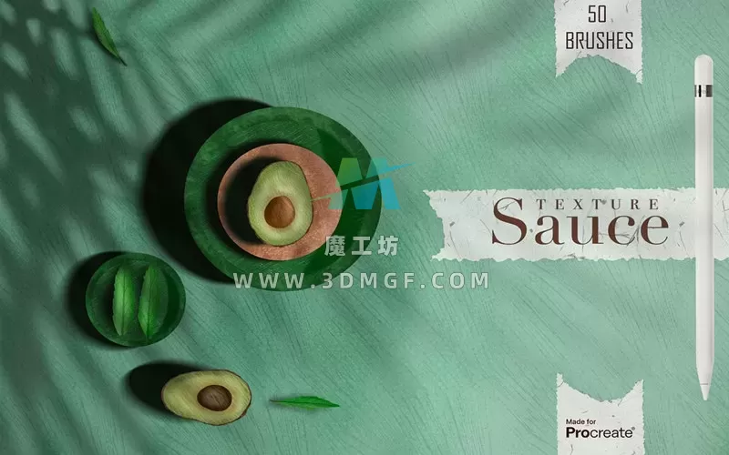 Sause精品着色纹理Procreate笔刷高级质感厚涂手绘阴影ipad插画笔