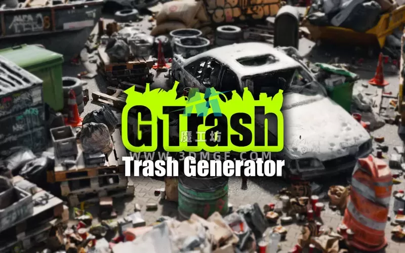 【Blender插件】G-Trash 1.30 一键垃圾资产预设苔藓灰尘厨房瓶罐