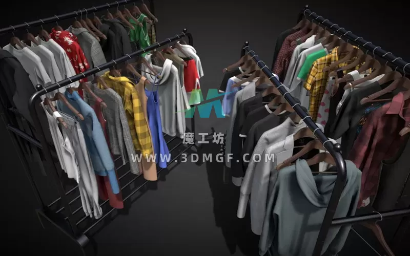 15款衣架衣服上衣外套服饰服装3D模型FBX/GLTF格式带2K纹理贴图