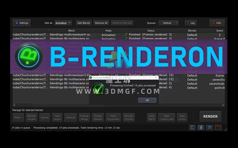 【Blender插件】B-Renderon 4.0 2025 多相机批量队列渲染器Win系统