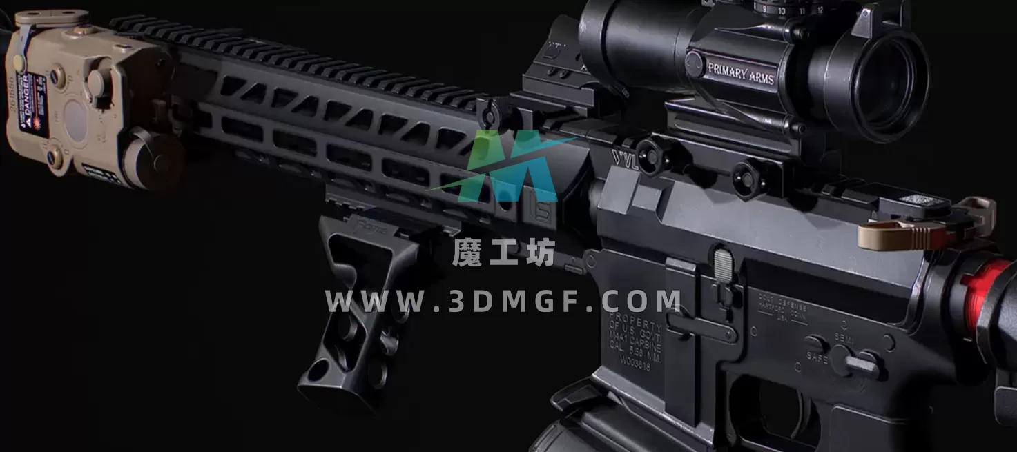 1款写实枪械武器M4A1步枪道具3D模型FBX格式带2K纹理贴图