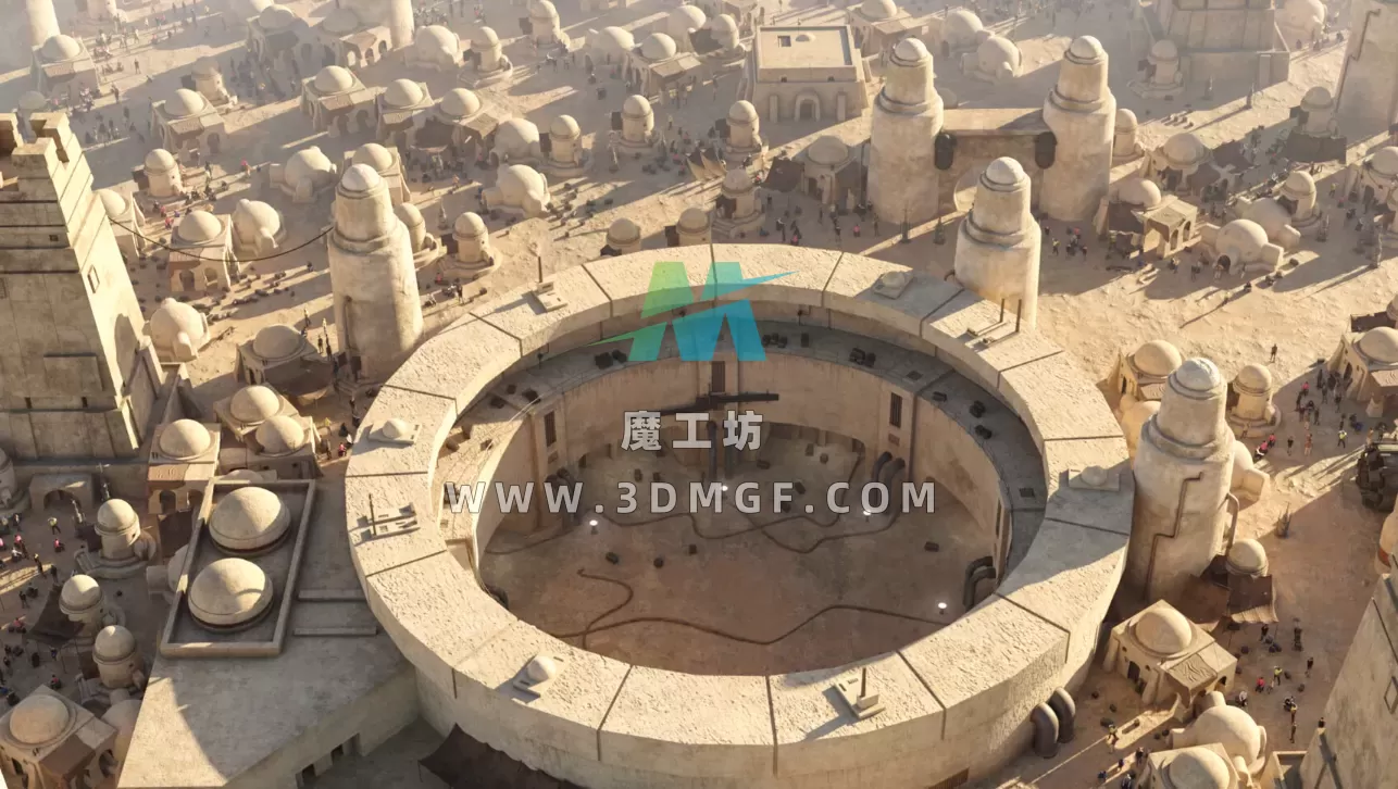Blender塔图因沙漠星球城市楼房建筑房屋3D模型建筑Kitbash资产
