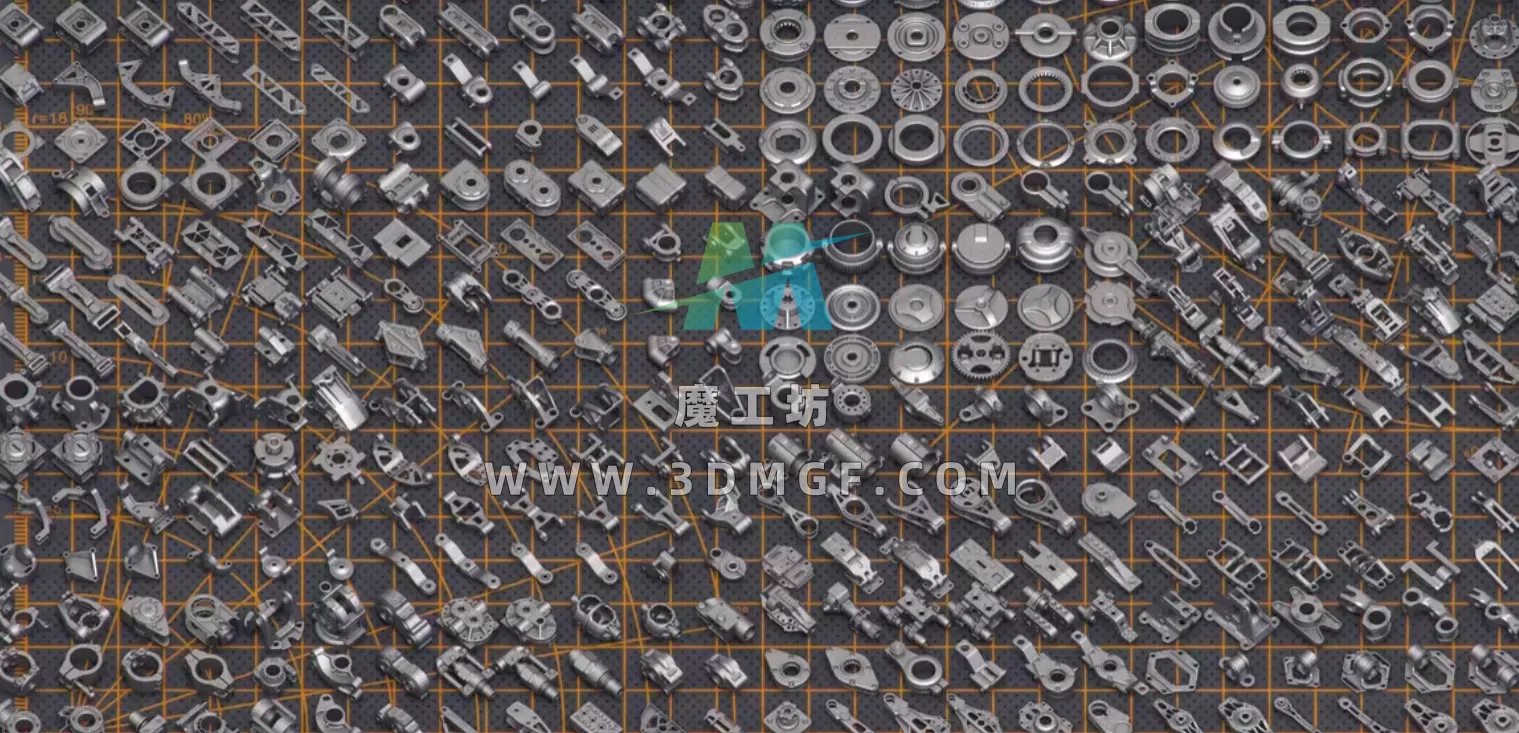 400款科幻硬表面机械零件机甲配件3D模型FBX/MAX格式白模素材