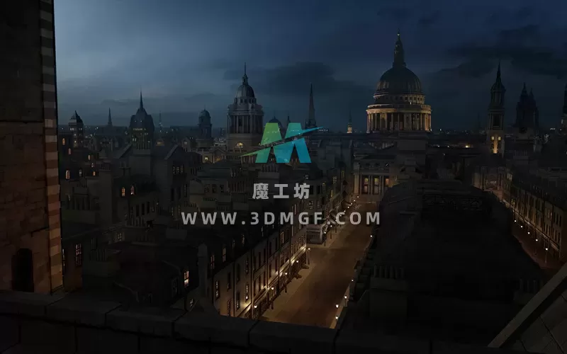 维多利亚时代城市街区城镇建筑3D模型Blend/FBX格式带4K纹理