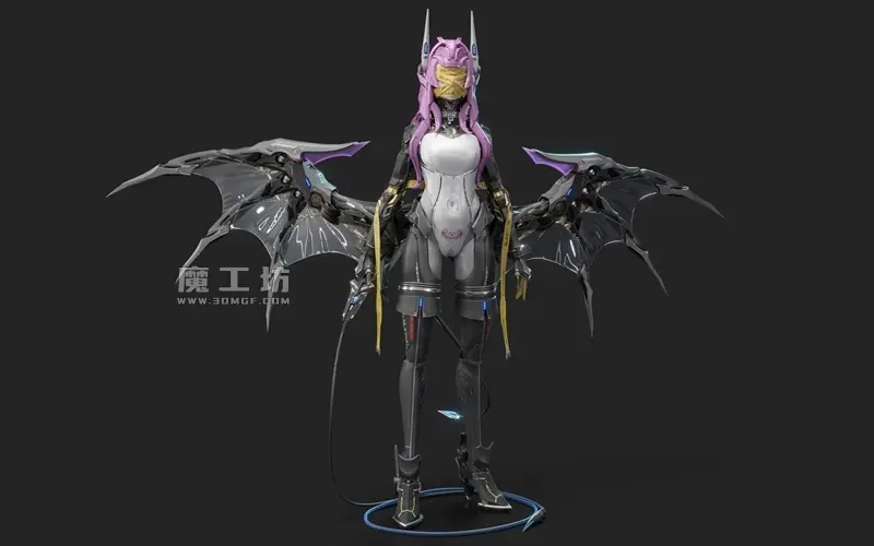 科幻机甲女孩莉莉丝3D模型机器骨骼绑定美女角色带4K纹理