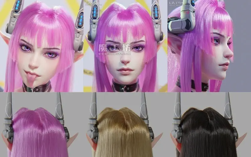 科幻机甲娘莉莉丝3D模型魅魔角色骨骼动作绑定带4K纹理