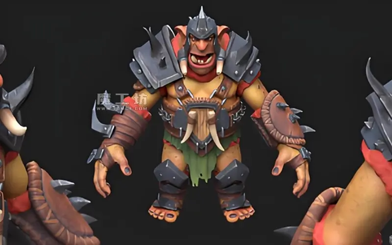 卡通风格化食人魔兽人3D模型哥布林角色生物带4K纹理贴图