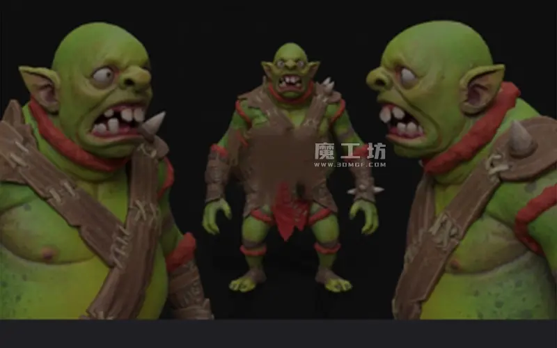 食人魔兽人哥布林生物3D模型卡通风格兽人带4K纹理贴图